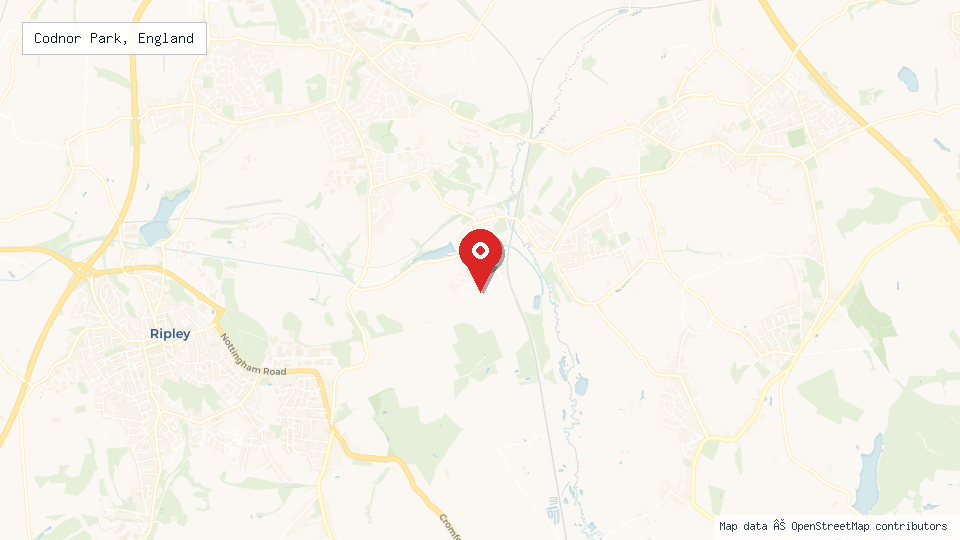 Street map of Codnor Park, England with location pin