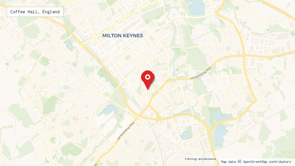 Street map of Coffee Hall, England with location pin