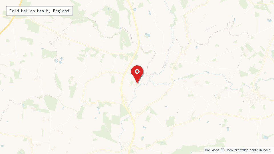 Street map of Cold Hatton Heath, England with location pin