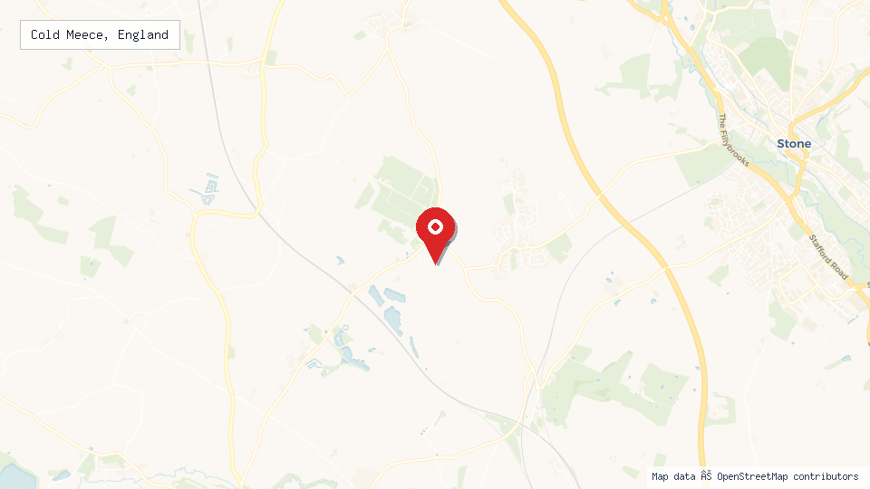 Street map of Cold Meece, England with location pin