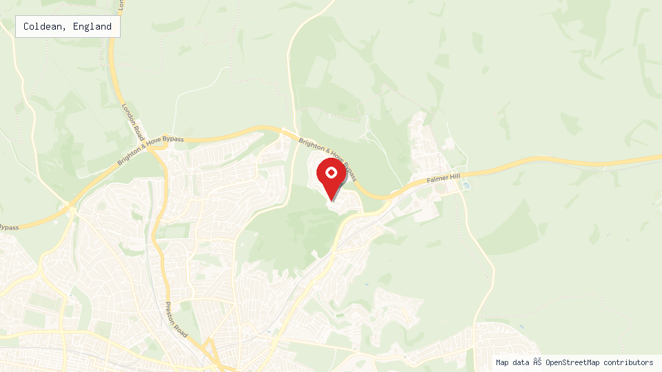 Street map of Coldean, England with location pin