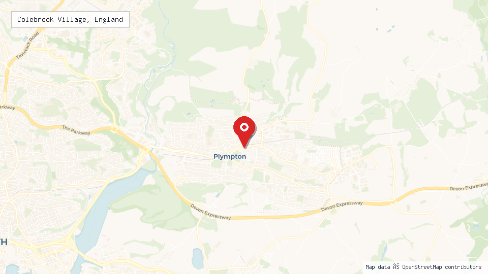Street map of Colebrook Village, England with location pin