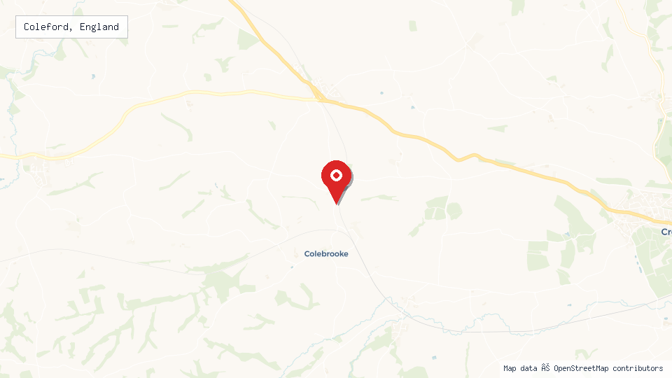 Street map of Coleford, England with location pin