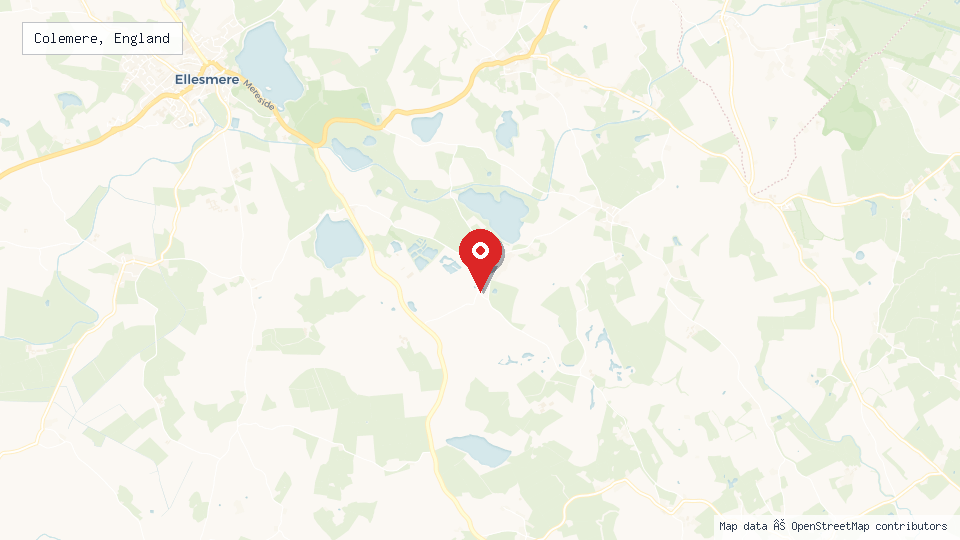 Street map of Colemere, England with location pin