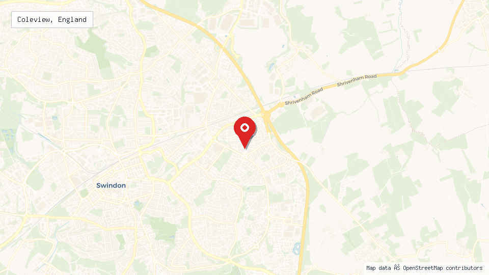 Street map of Coleview, England with location pin