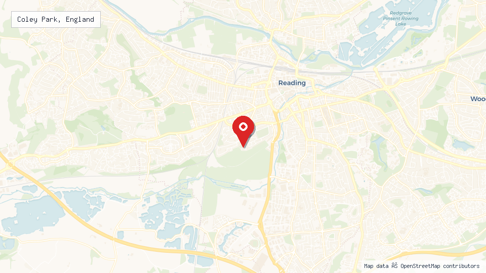 Street map of Coley Park, England with location pin