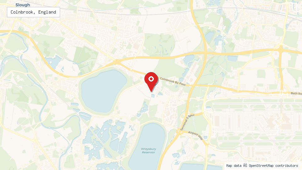 Street map of Colnbrook, England with location pin