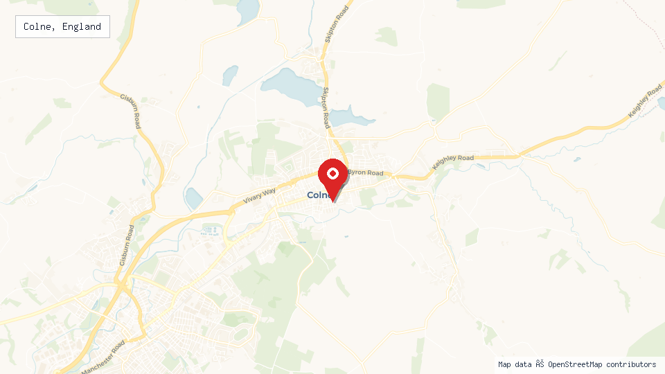 Street map of Colne, England with location pin