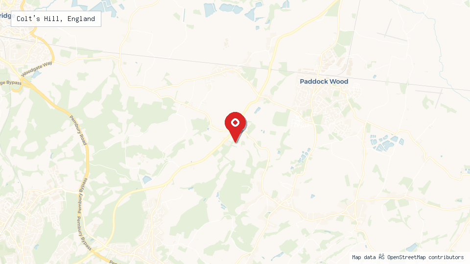 Street map of Colt's Hill, England with location pin