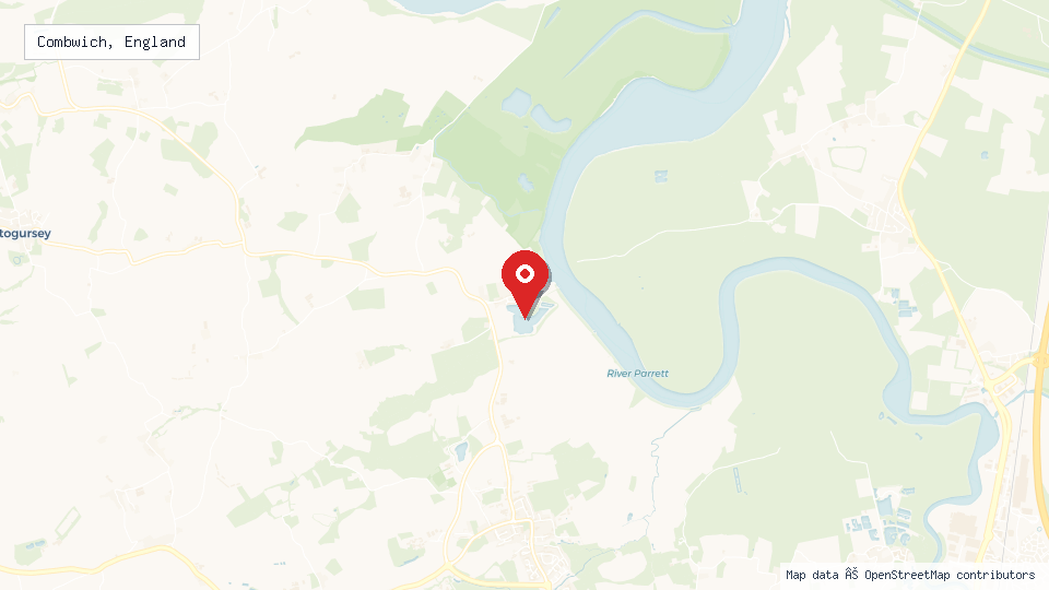 Street map of Combwich, England with location pin