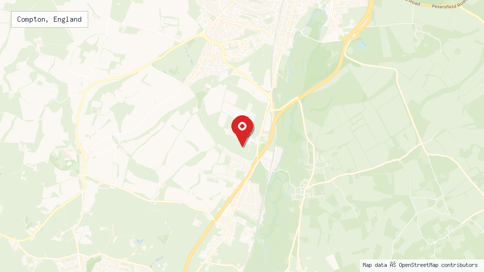 Street map of Compton, England with location pin