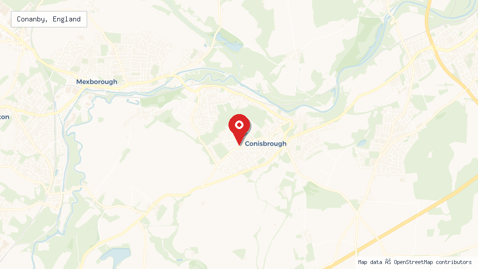 Street map of Conanby, England with location pin