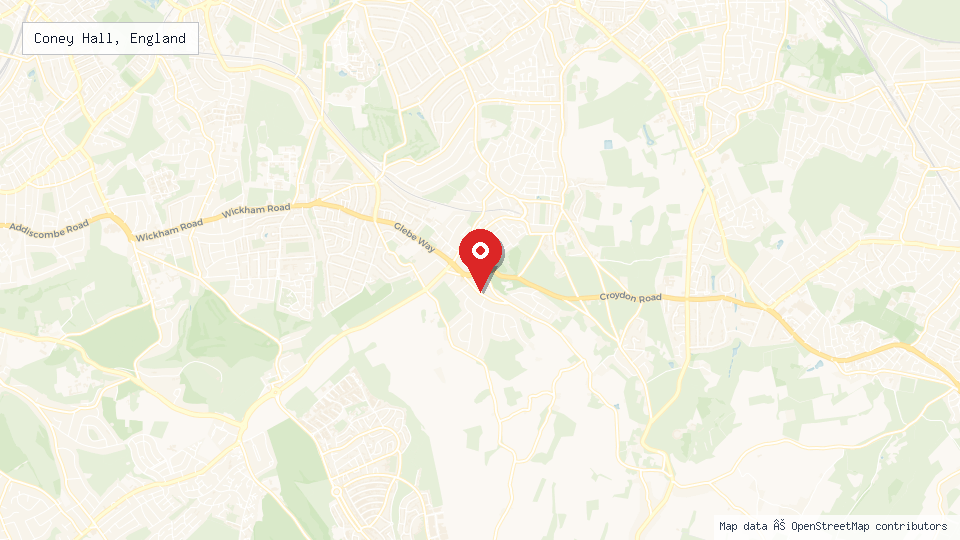 Street map of Coney Hall, England with location pin
