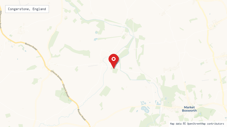 Street map of Congerstone, England with location pin