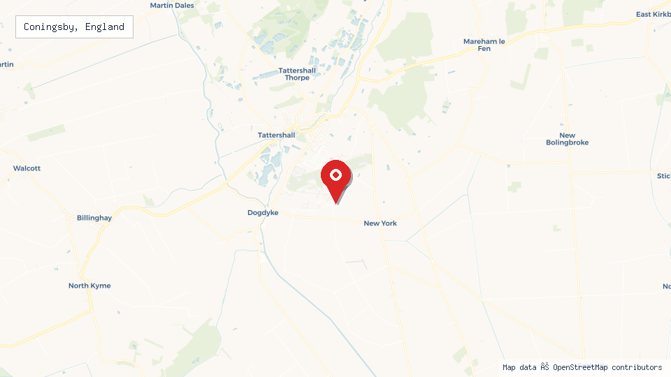 Street map of Coningsby, England with location pin