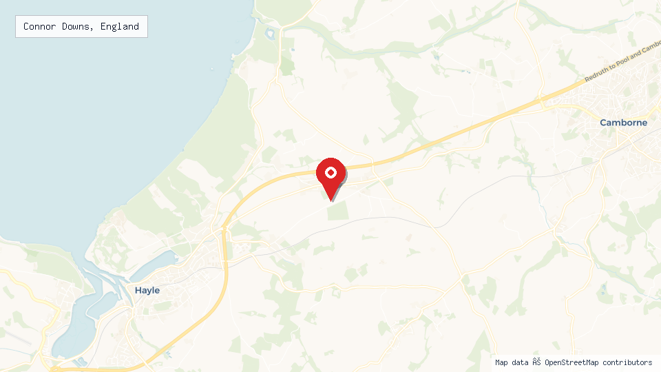 Street map of Connor Downs, England with location pin