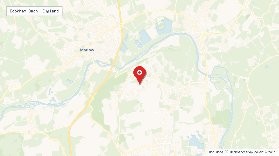Street map of Cookham Dean, England with location pin