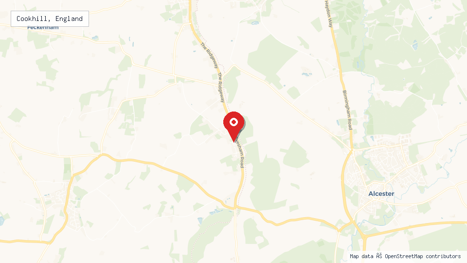 Street map of Cookhill, England with location pin