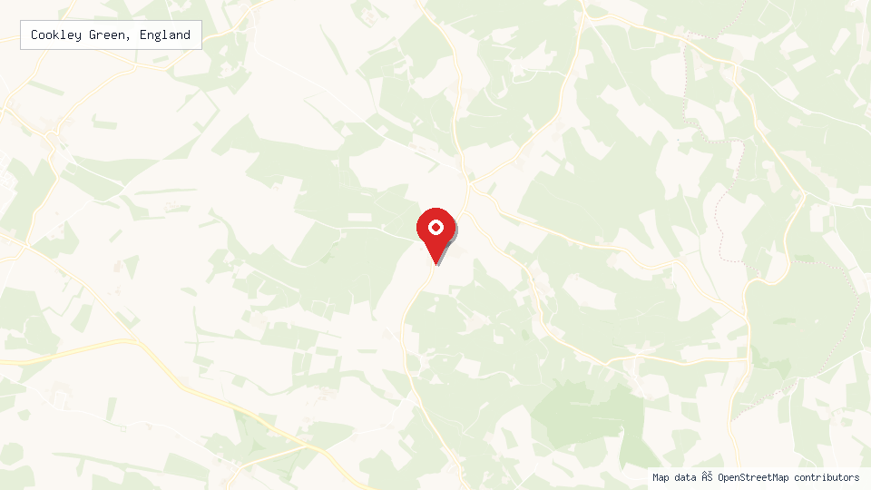 Street map of Cookley Green, England with location pin