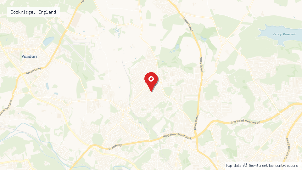 Street map of Cookridge, England with location pin