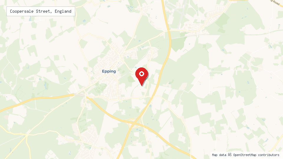 Street map of Coopersale Street, England with location pin