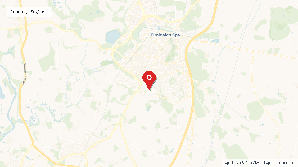 Street map of Copcut, England with location pin