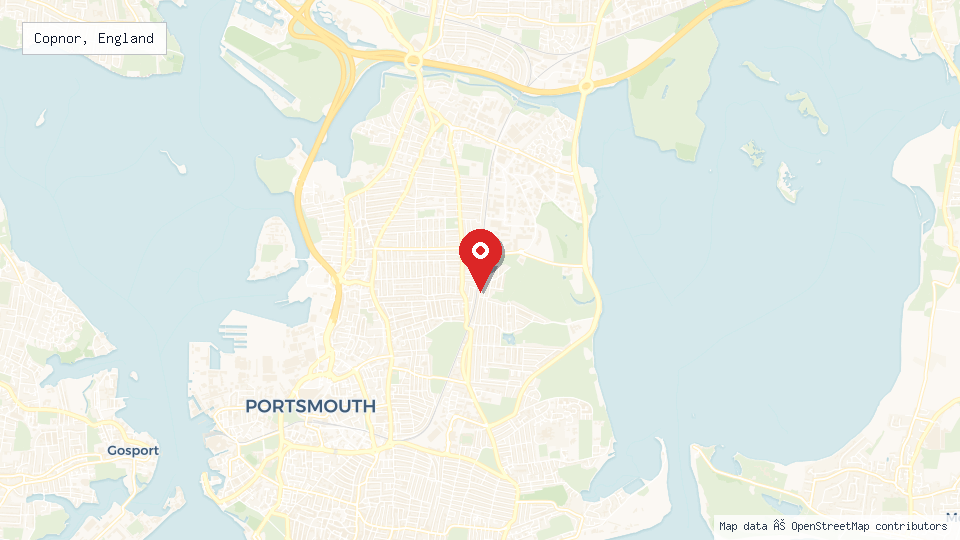 Street map of Copnor, England with location pin