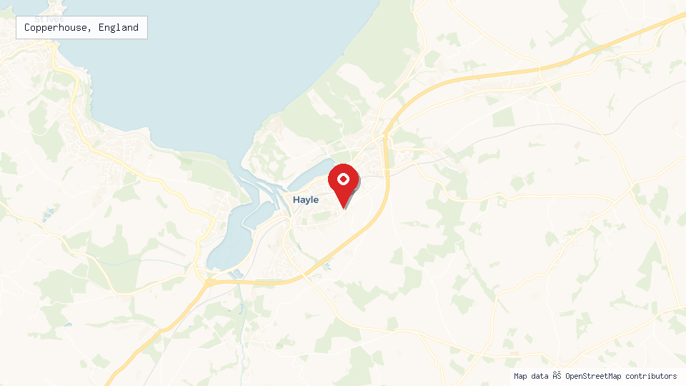 Street map of Copperhouse, England with location pin