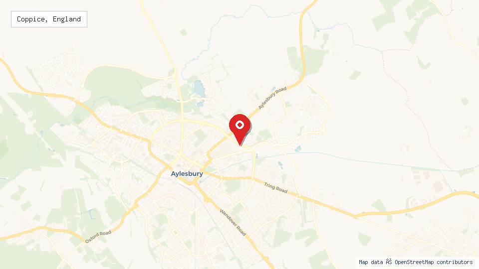 Street map of Coppice, England with location pin