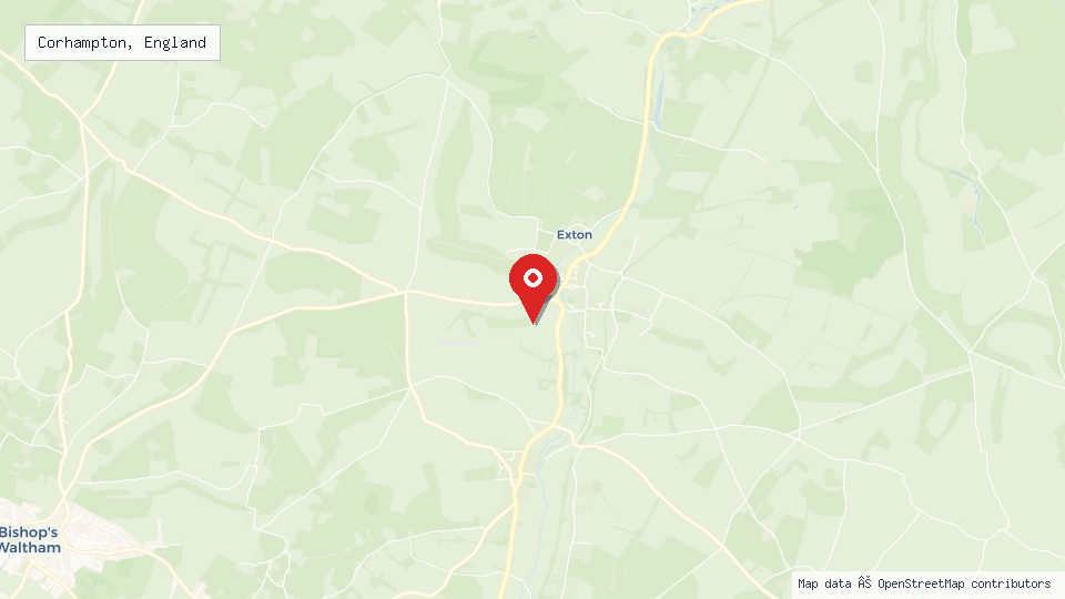 Street map of Corhampton, England with location pin