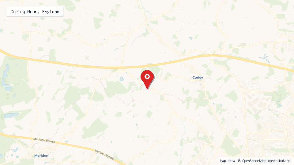 Street map of Corley Moor, England with location pin