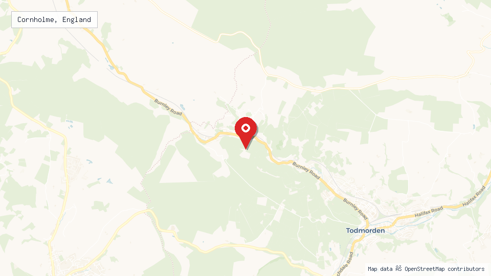 Street map of Cornholme, England with location pin