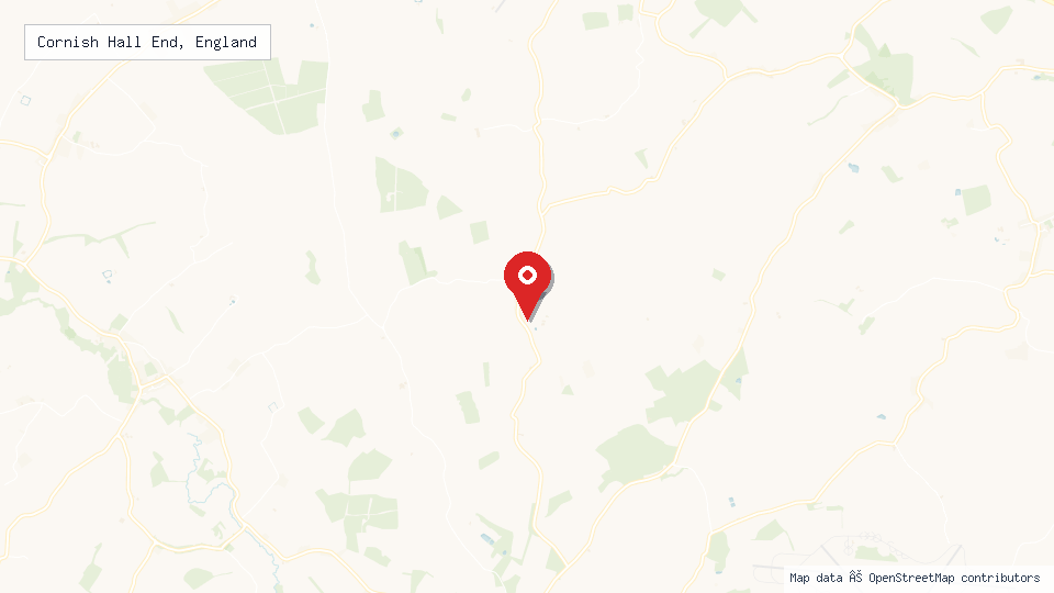 Street map of Cornish Hall End, England with location pin