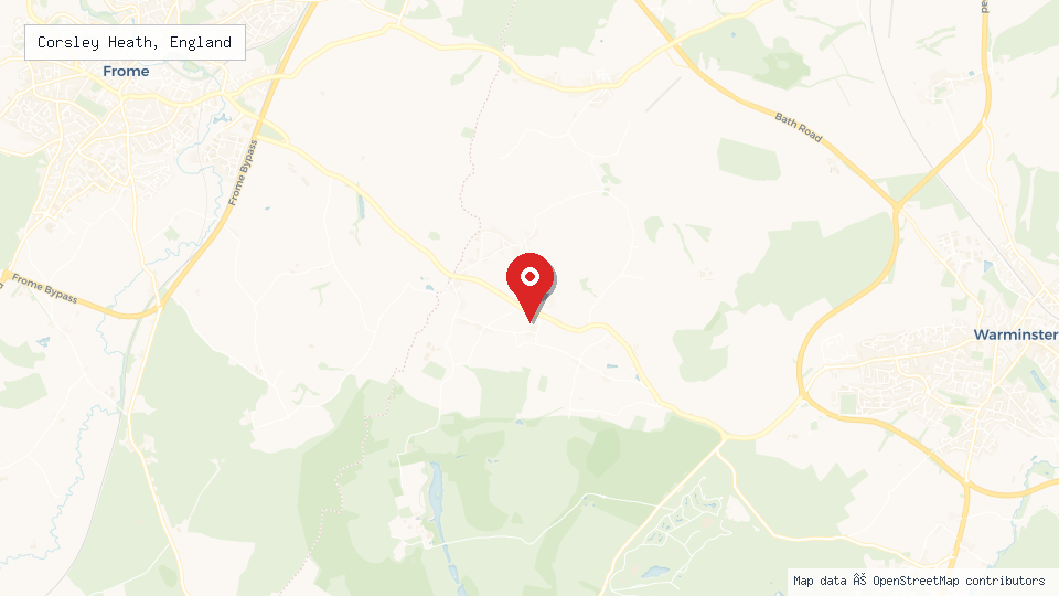 Street map of Corsley Heath, England with location pin