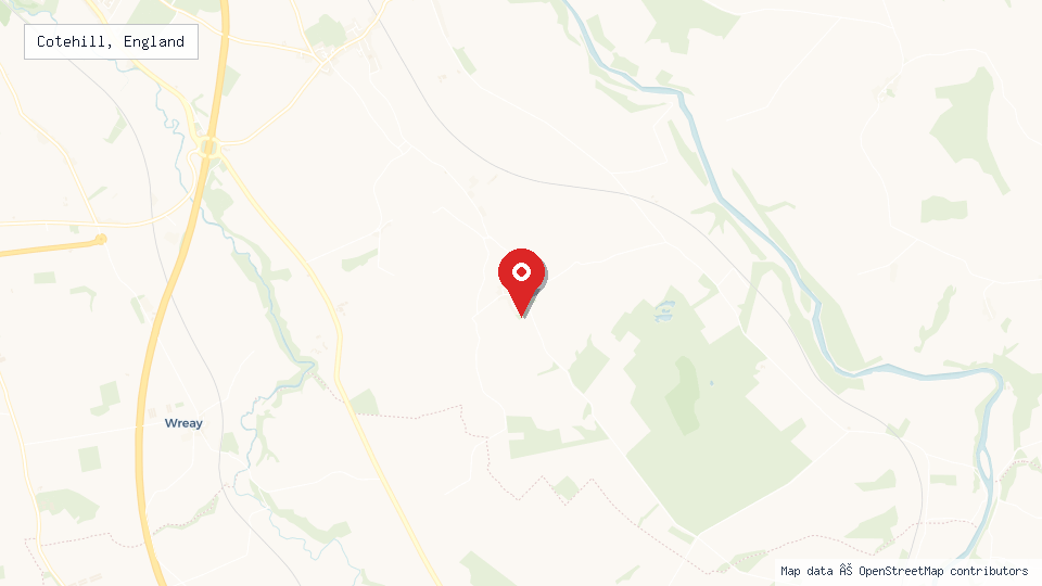 Street map of Cotehill, England with location pin