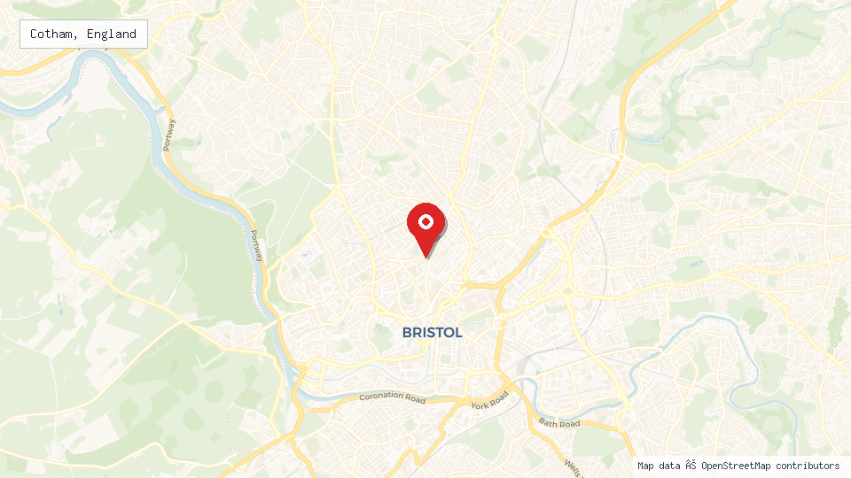 Street map of Cotham, England with location pin