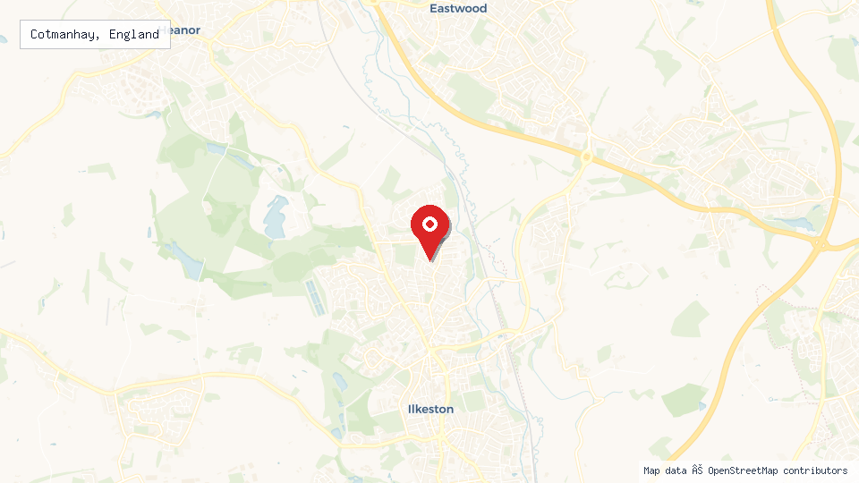 Street map of Cotmanhay, England with location pin