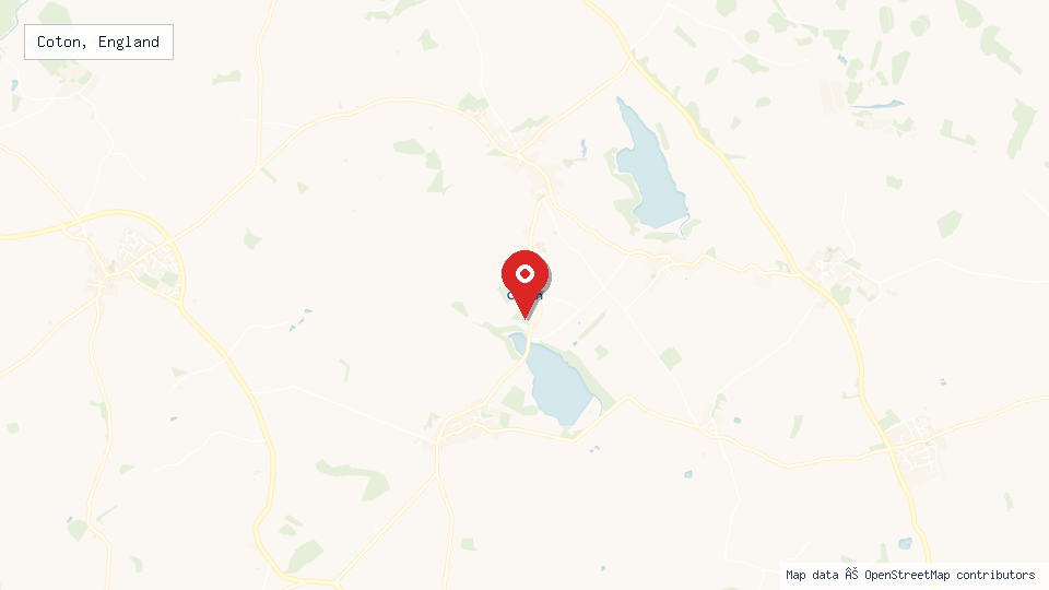 Street map of Coton, England with location pin