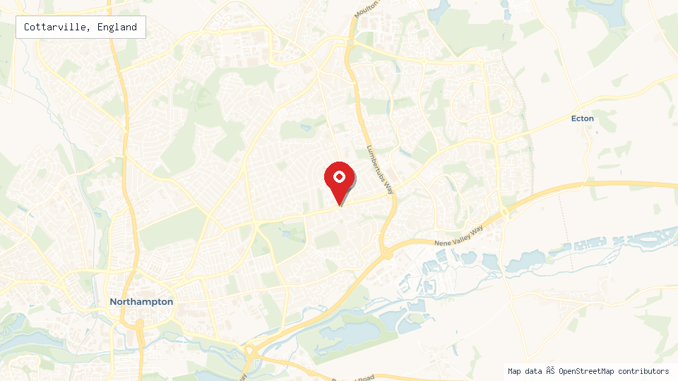 Street map of Cottarville, England with location pin