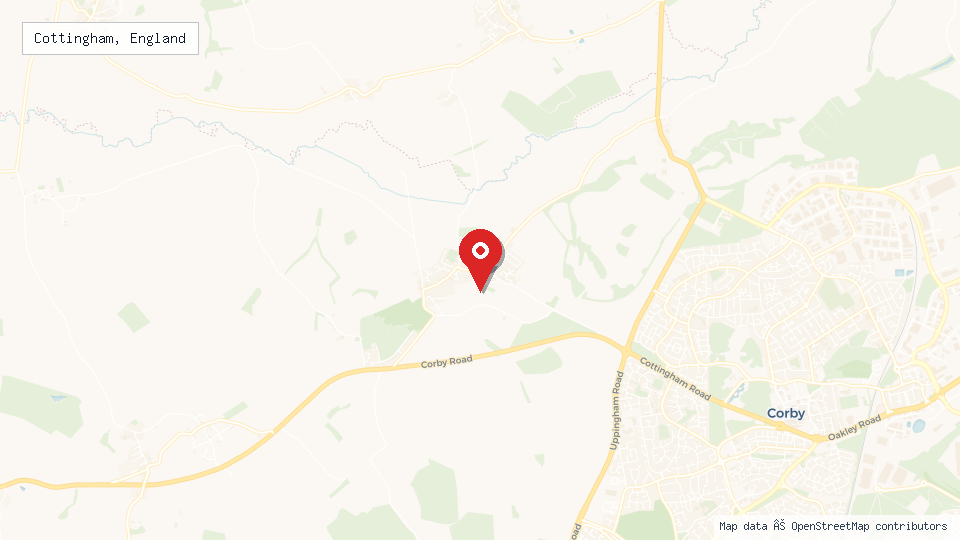 Street map of Cottingham, England with location pin