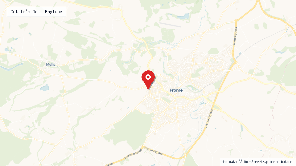 Street map of Cottle's Oak, England with location pin