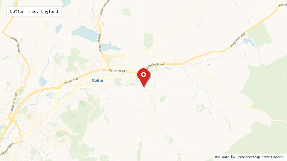 Street map of Cotton Tree, England with location pin