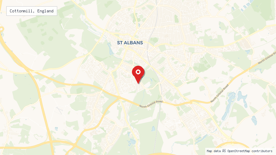 Street map of Cottonmill, England with location pin