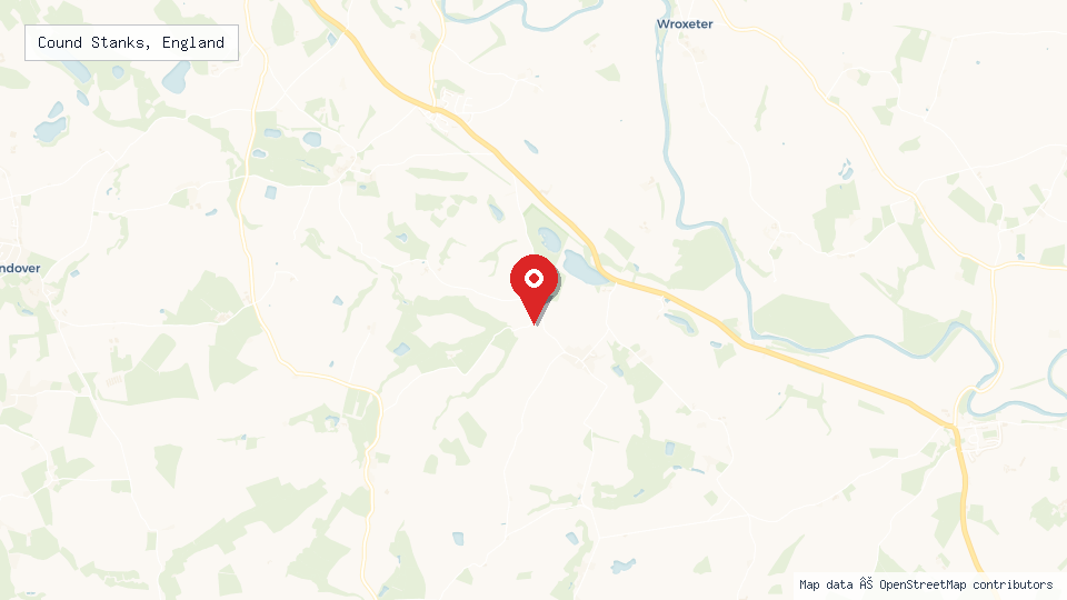 Street map of Cound Stanks, England with location pin