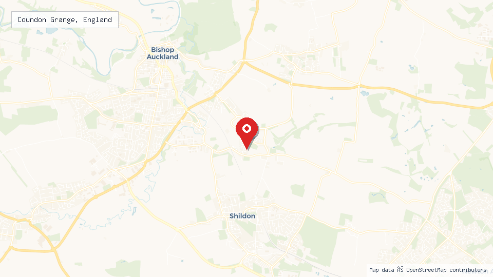 Street map of Coundon Grange, England with location pin