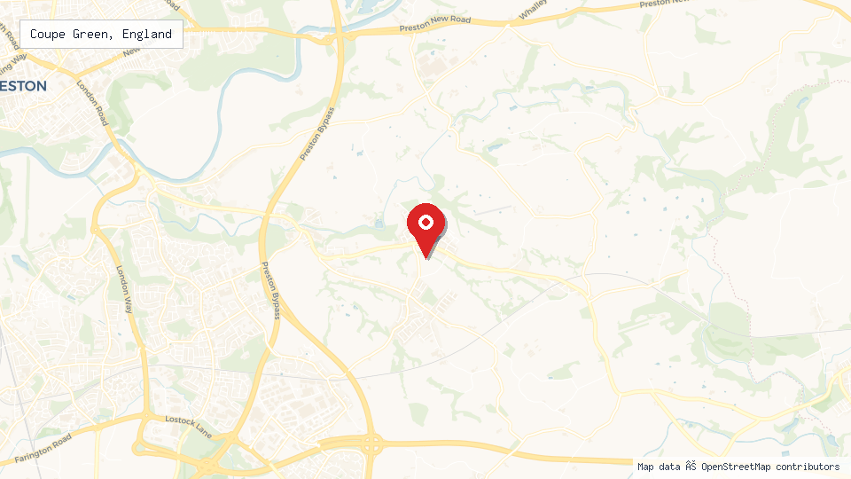 Street map of Coupe Green, England with location pin
