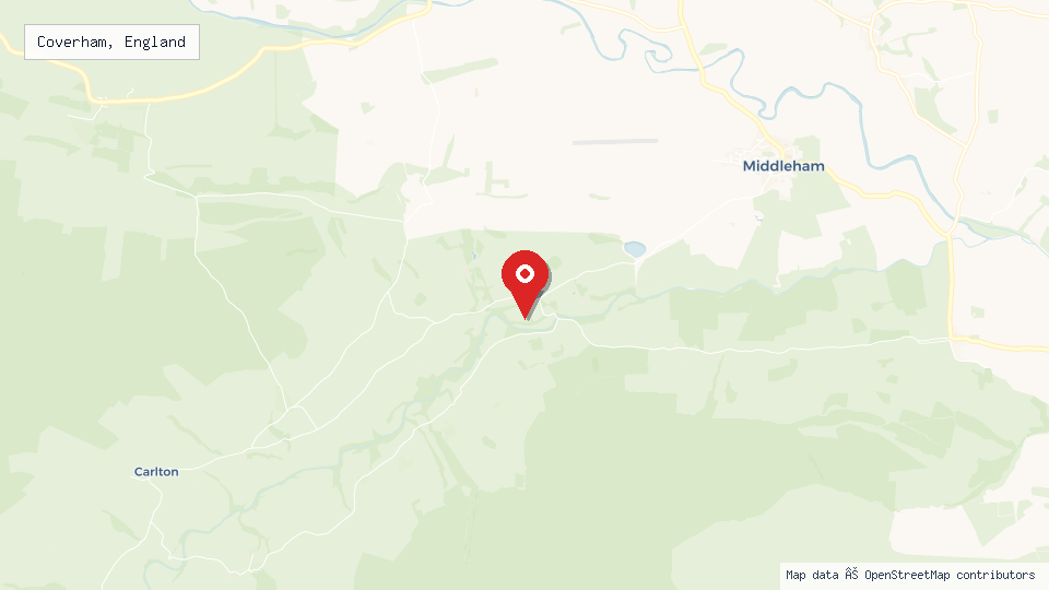 Street map of Coverham, England with location pin