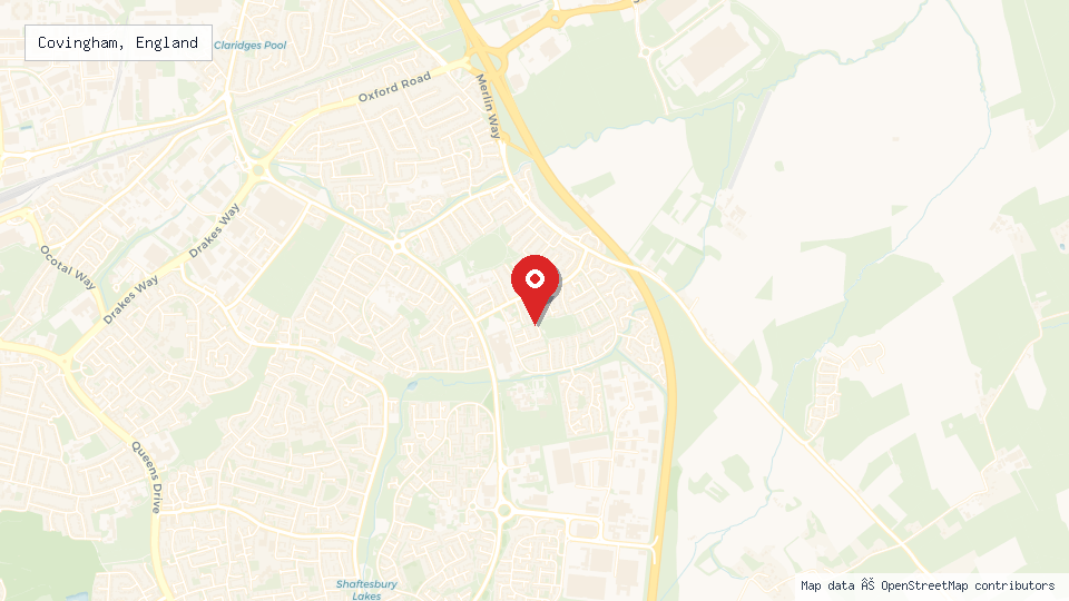 Street map of Covingham, England with location pin