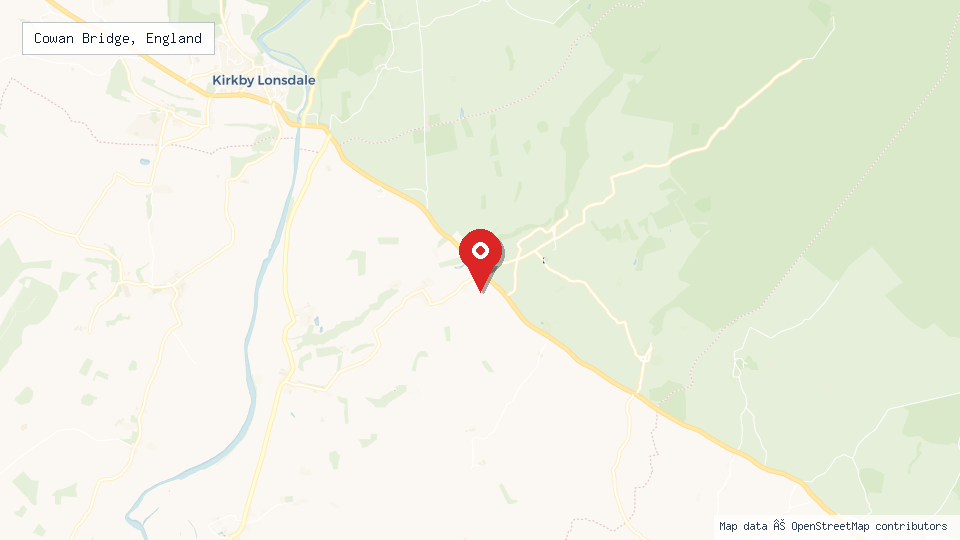 Street map of Cowan Bridge, England with location pin