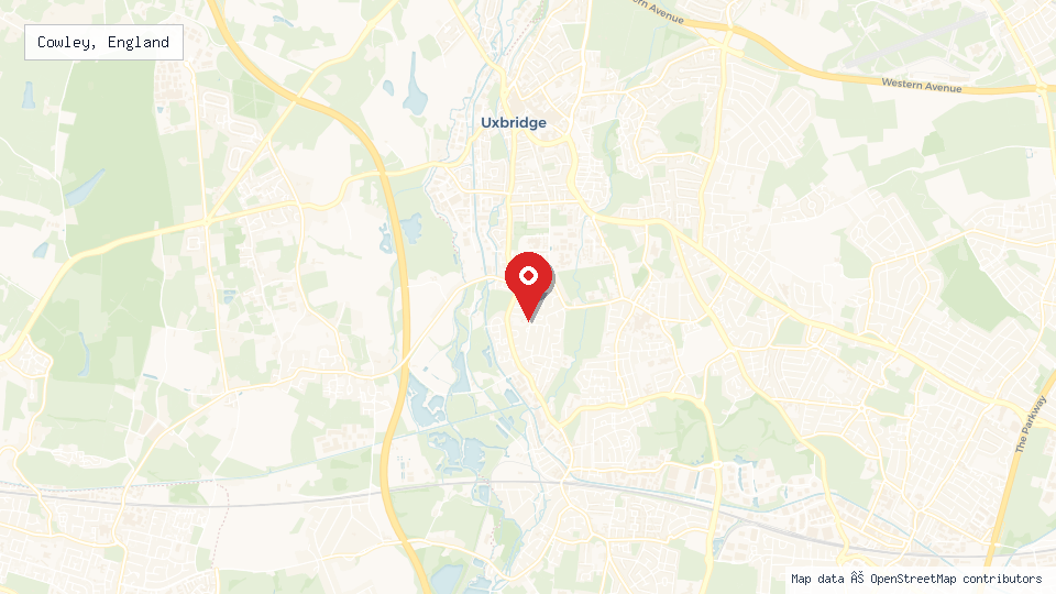 Street map of Cowley, England with location pin